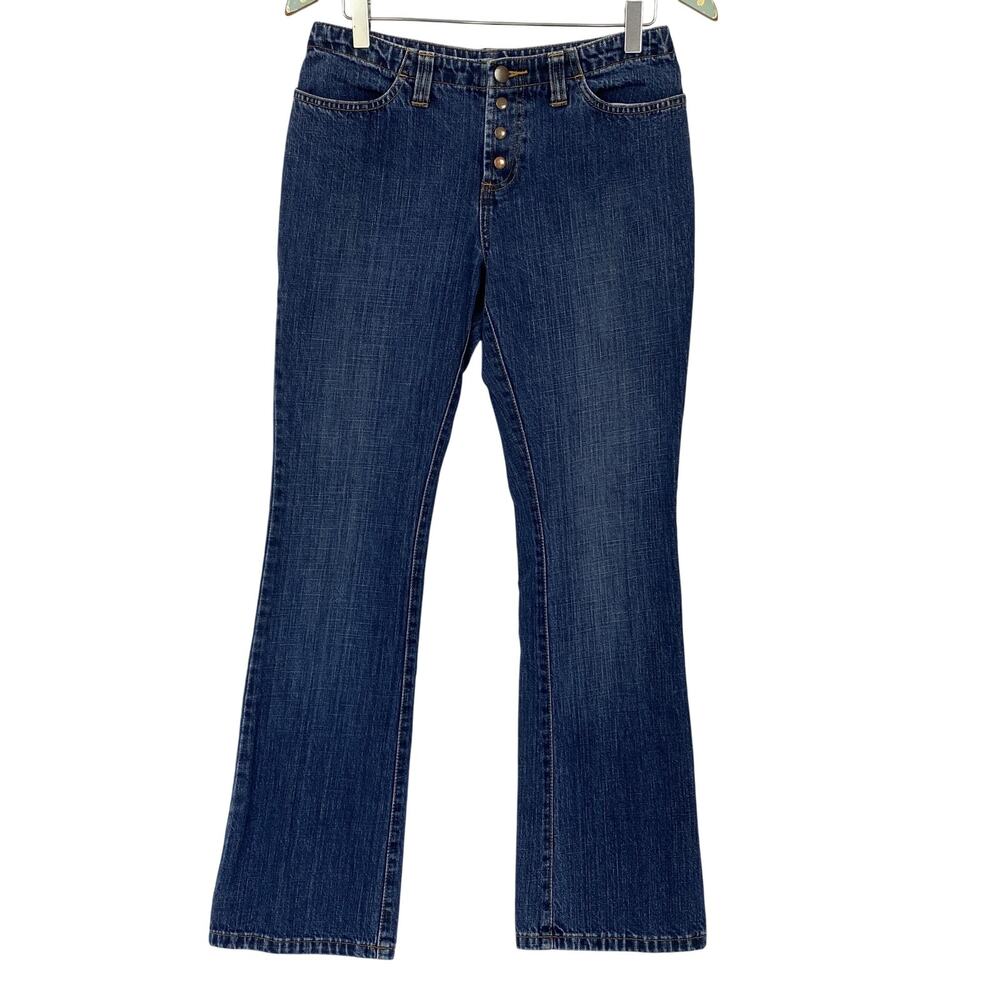 Vintage Old Navy Jeans Womens 6 Blue Bootcut Button Fly Low Rise Dark 30x31 Y2K